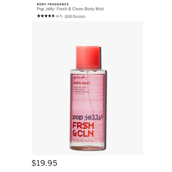 PINK LIMITED EDITION - POP JELLY! “FRSH & CLN” BODY MIST! NEW! FULL SIZE, 8.4 Oz - Picture 4 of 15